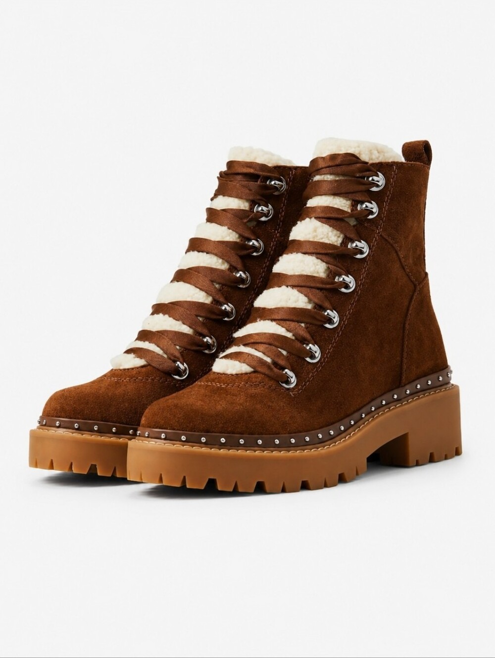 Steve Madden Rainier Booties Cognac Sue Lace Up Boots New In Box